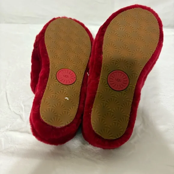 UGG Women's Plush Red Slippers - Picture 9 of 9